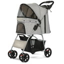 小型ペット用ベビーカー | 軽量で折りたたみ可能なデザイン | 犬と猫用の快適で乗りやすいペットキャリア | ブラック