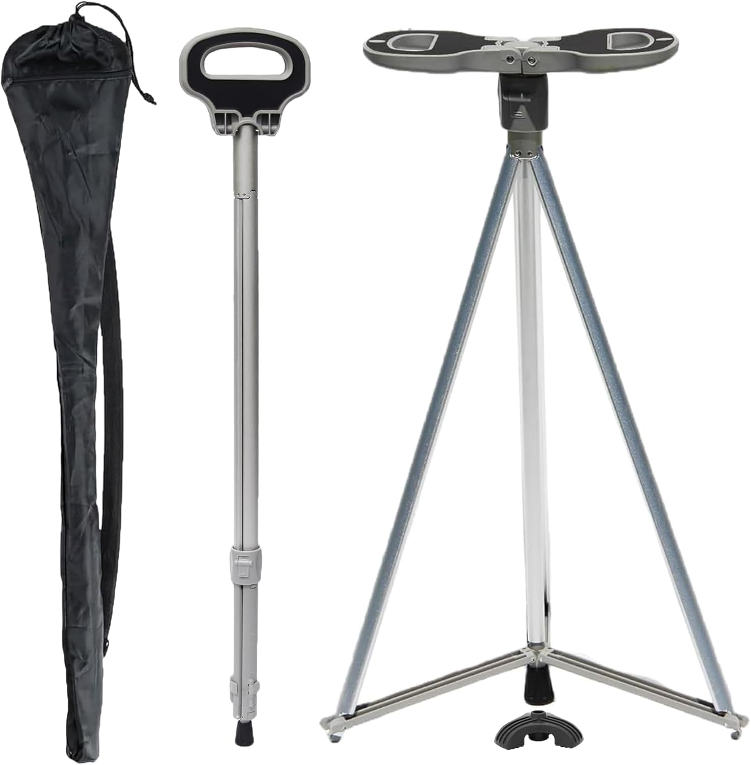 チェア 折りたたみ杖 椅子になる杖 高さ調節不可 おでかけ 行列 テーマパーク 遊園地 量販店 アウトドア スポーツ観戦 散歩 高齢者 歩行補助 150-175cm アルミ製 高耐荷重 【専用収納ケース付属】