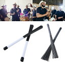 プロフェッショナル ドラムブラシ 2本セット ナイロン製 ワイヤーブラシ ジャズ パーカッション 快適ハンドル