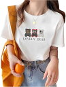 半袖 T シャツ 綿 100% トップス プリント カットソー ゆったりフィット 丸襟 薄手 春夏用 オシャレ カジュアル 通気性 快適着用 女性向け 日常 レ...