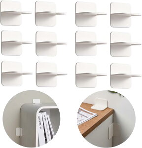 耐震ストッパー 家具転倒防止 穴を開けずに 12個セット 耐震グッズ 粘着式 しっかり固定 地震対策 本棚 カラボックス 冷蔵庫 転倒防止 耐震グッズ つっぱり棒の届かない 低いたんすや 本棚 耐震マットの補助 専用の強粘着 ジェルマット付-ホワイト