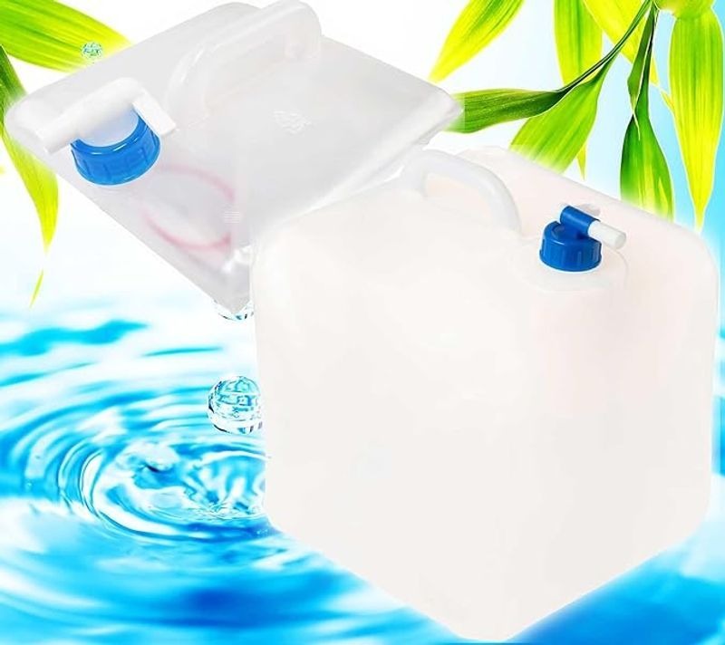 防災PROTOOL. 水タンク「折りたたみ式ウォータータンク 10L／20L クリア コック付き」食品衛生法適合 ..