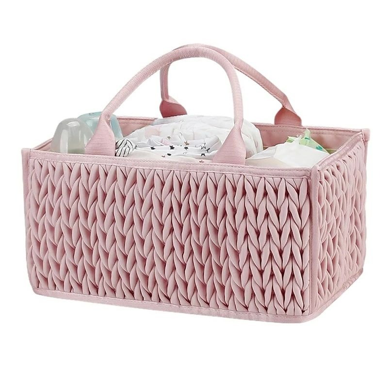 おむつ キャディ バスケット ハンドル付き ストレージ 新生児 マタニティ 保育園 おむつ おしりふき ローション おもちゃを収納