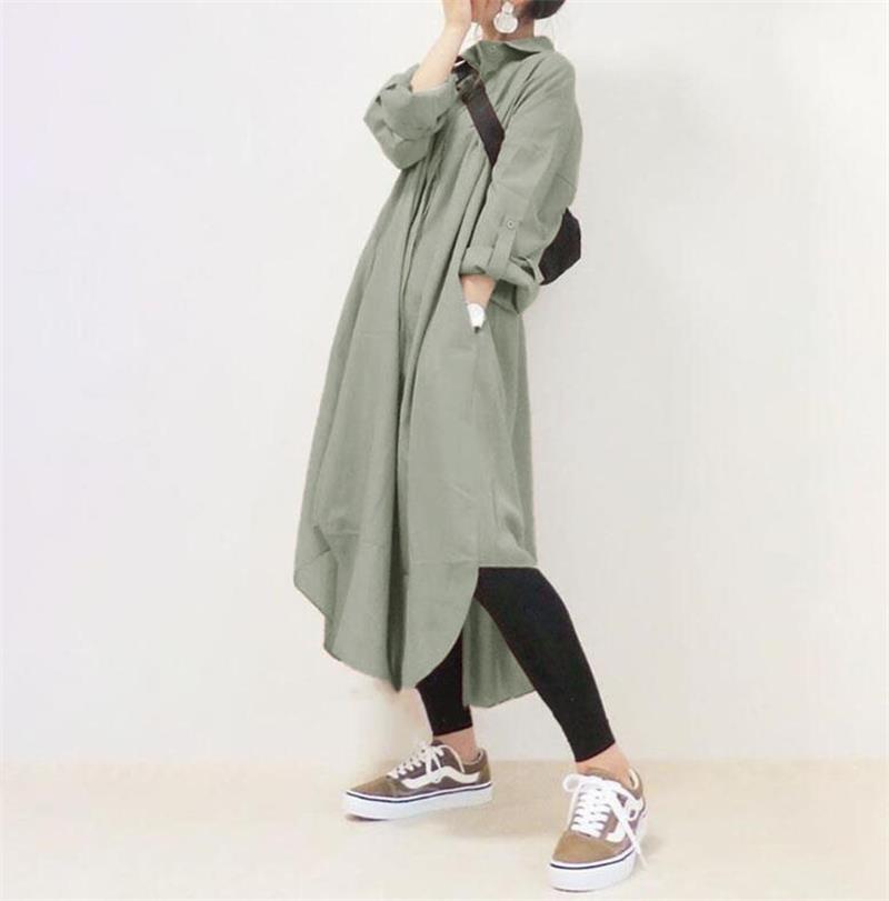 シャツワンピース レディース ロング丈 ゆったり 体型カバー シンプル 着痩せ 春 夏 秋
