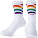 レインボー ソックス ミドルソックス メンズ 靴下 カジュアル スポーツ フリーサイズ 虹色 RAINBOW LGBT LGBTQ パレード Pride ゲイ ...