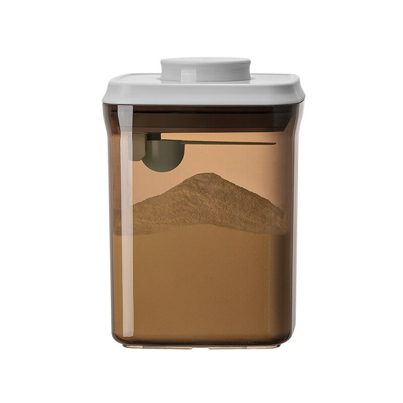 粉ミルク容器 フォーミュラコンテナ 1000ml ポップトップミルクパウダーコンテナ BPAフリー 気密フォーミュラディスペンサー スプーンとスクレーパー付き 旅行用密閉粉ミルク容器 400g 棕色 紫外線防止のミルクパウダーコンテナ