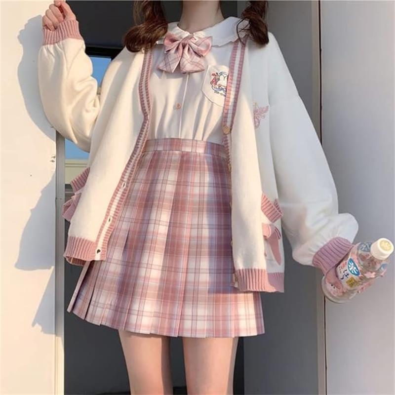 コスプレ 制服 JK 女子高生 4点セット スクールカーディガン プリーツスカート シャツ コスプレ 高校生 蝶結び 中学生 コスチューム 制服 文化祭 コスチューム