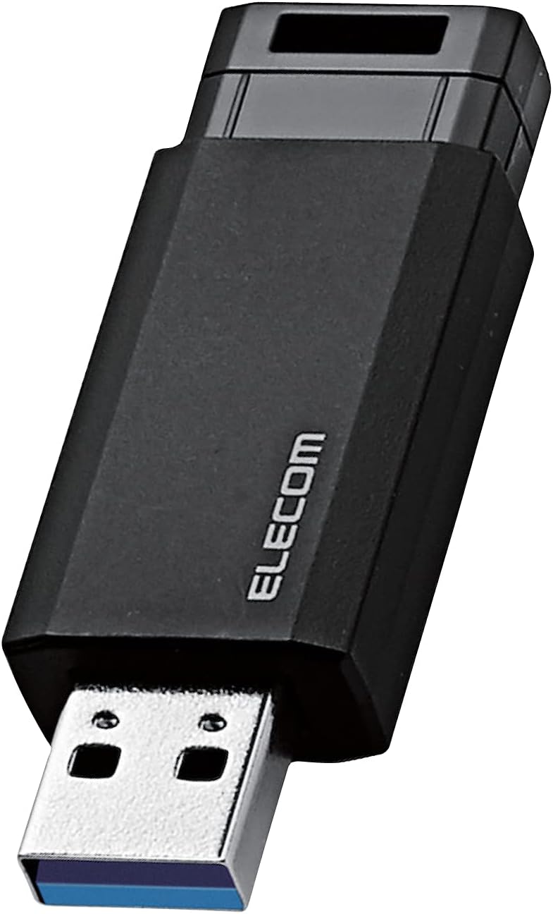エレコム USBメモリ 64GB USB3.2（Gen1） ノック式 ブラック MF-PKU3064GBK/E