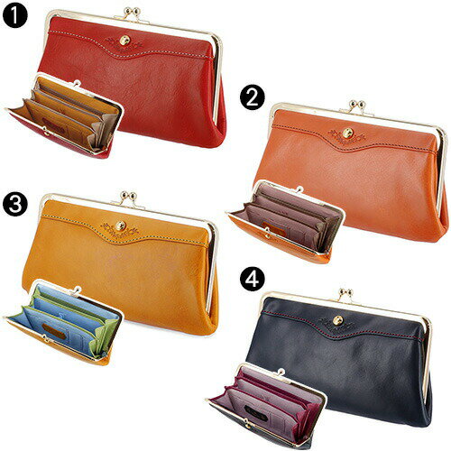 フレームワーク FRAME WORK！がま口長財布 【ラプソディ】 48211 レディース 人気 おしゃれ シンプル かわいい 誕生日プレゼント ギフト ママ 牛革　レッド　オレンジ　マスタード　ネイビー　[通販] P10倍 送料無料 ラッピングあす楽 敬老の日ギフト