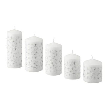 IKEA イケア VINTERFEST ヴィンテルフェスト香りなしブロックキャンドル5個セット, 星 ホワイト 304.320.69