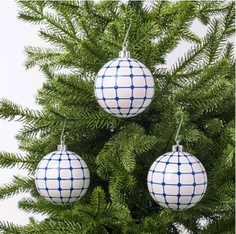 【クリスマス直前セール！値下げしました！！】IKEA VINTERFEST デコレーション ボールオーナメント, ホワイト, ブルー3 ピース・サイズ8 cm 504.374.95 イケア ヴィンテルフェスト【メール便不可】