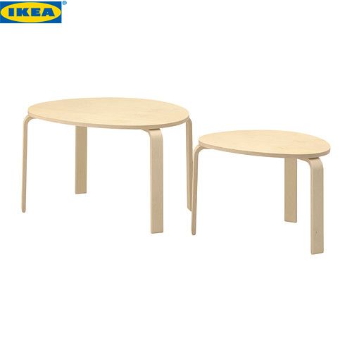 イケア IKEA SVALSTA ネストテーブル2点セット バーチ材突き板 302.806.93【メール便不可】