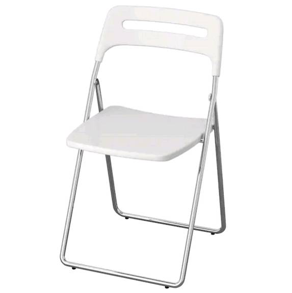 【NEW】IKEAイケアNISSE ニッセ折りたたみチェア, ハイグロス ホワイト, クロムメッキ101.622.09