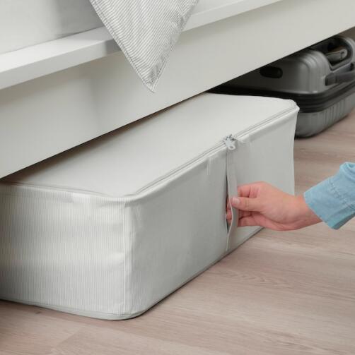 【NEW】IKEA ikea イケア HEMMAFIXARE ヘマフィクサレ収納ケース, 布地 ストライプ/ホワイト/グレー69x51x19 cm105.039.20 [2]