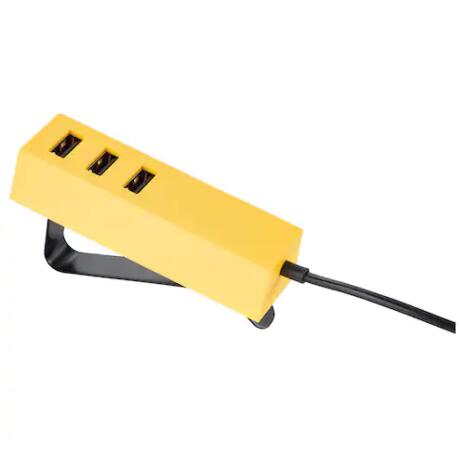 IKEA イケア LÖRBY ロルビ USB充電器 クランプ付き, イエロー503.887.01