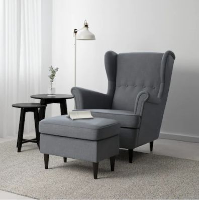 IKEA STRANDMON ストランドモンオットマン, ノールドヴァッラ ダークグレー303.004.17