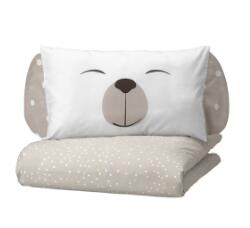 【NEW】IKEADRÖMSLOTT ドロームスロット ベビーベッド用リネン3点セット, 子犬模様/ベージュ, 60x120 cm605.263.68通気性に優れとても肌触りがとってもいいインテリアに合わせやすい使い勝手がいい