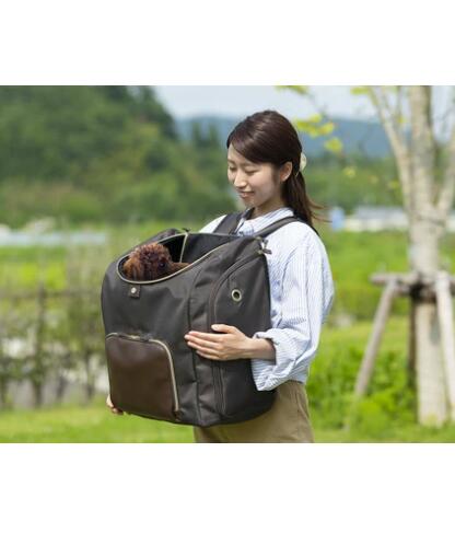 【アイリスオーヤマ　ペット用品・ペットフード　】前かけできるペットリュックP-MPR350ブラックブラウ..