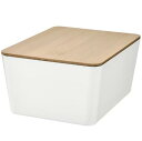 IKEA ikea イケア KUGGIS クッギスふた付きボックス, ホワイト/竹, 13x18x8 cm 495.612.83
