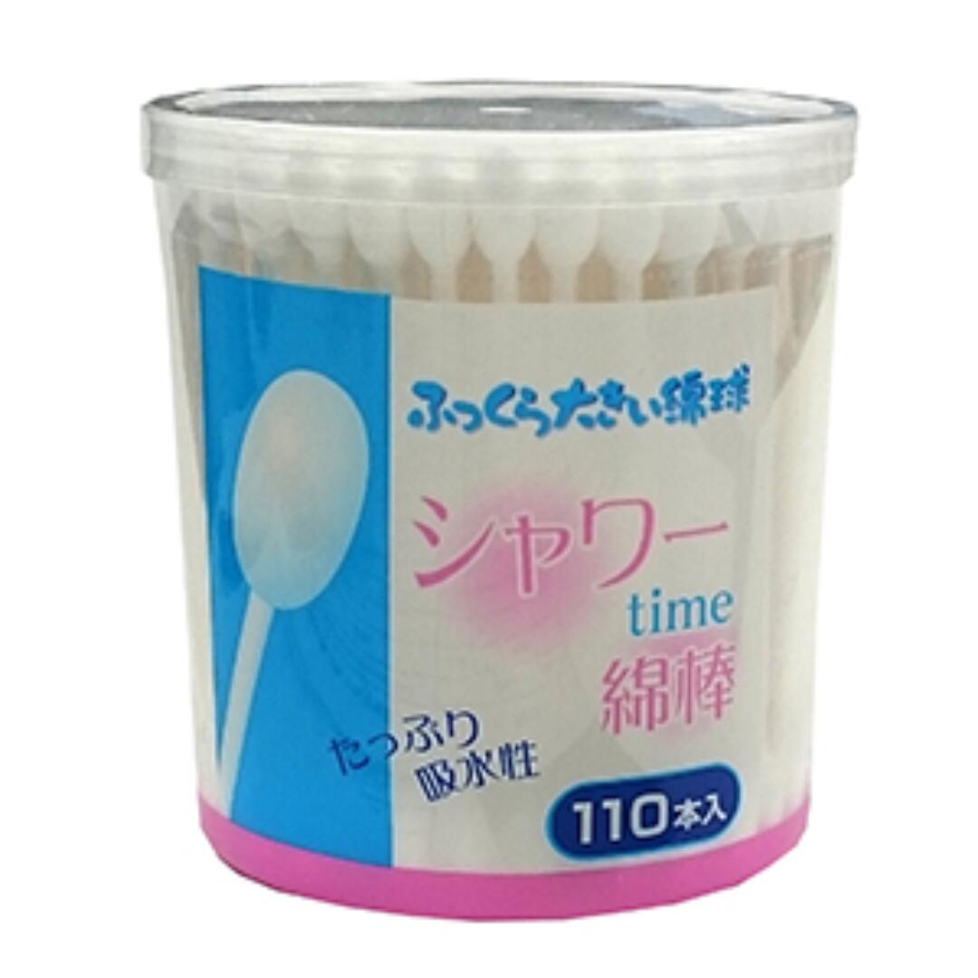 昭和紙工 シャワーTime 白綿棒 110本 抗菌 紙軸タイプ ( 4580104821351 )