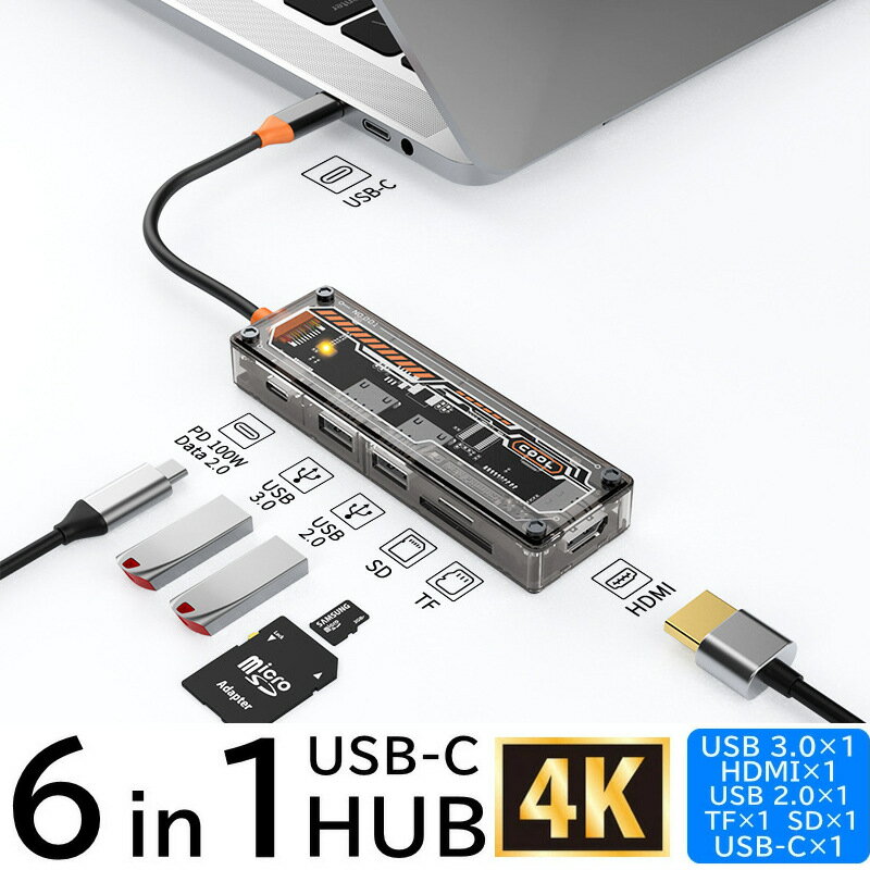 USB Type-C ハブ 6in1 HDMI 4K USB