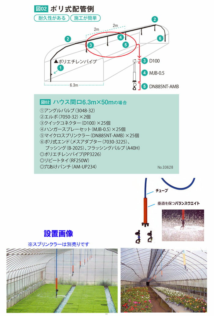 ハンガースプレーセット ポリ式 MJB-1.2 サンホープ チューブ1.2m 3