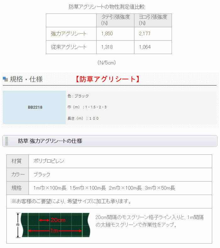 防草シート 強力アグリシート 1m×100m BB2218 日本ワイドクロス 防草・多目的用 ブラック【個人宅配送不可】
