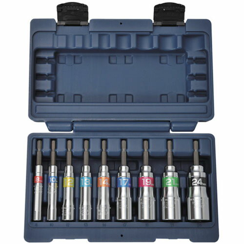 電動ドリル用 強軸 ソケットセット 9本組 ETS-824S TOP 8-24mm