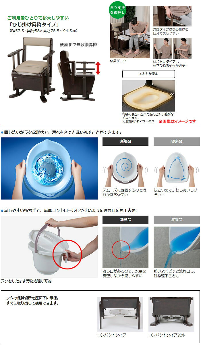 家具調トイレ 座楽 ひじ掛け昇降 あたたか便座 PN-L23708 パナソニックエイジフリー oasisu-10207974 オアシスプラス サンプル画像3