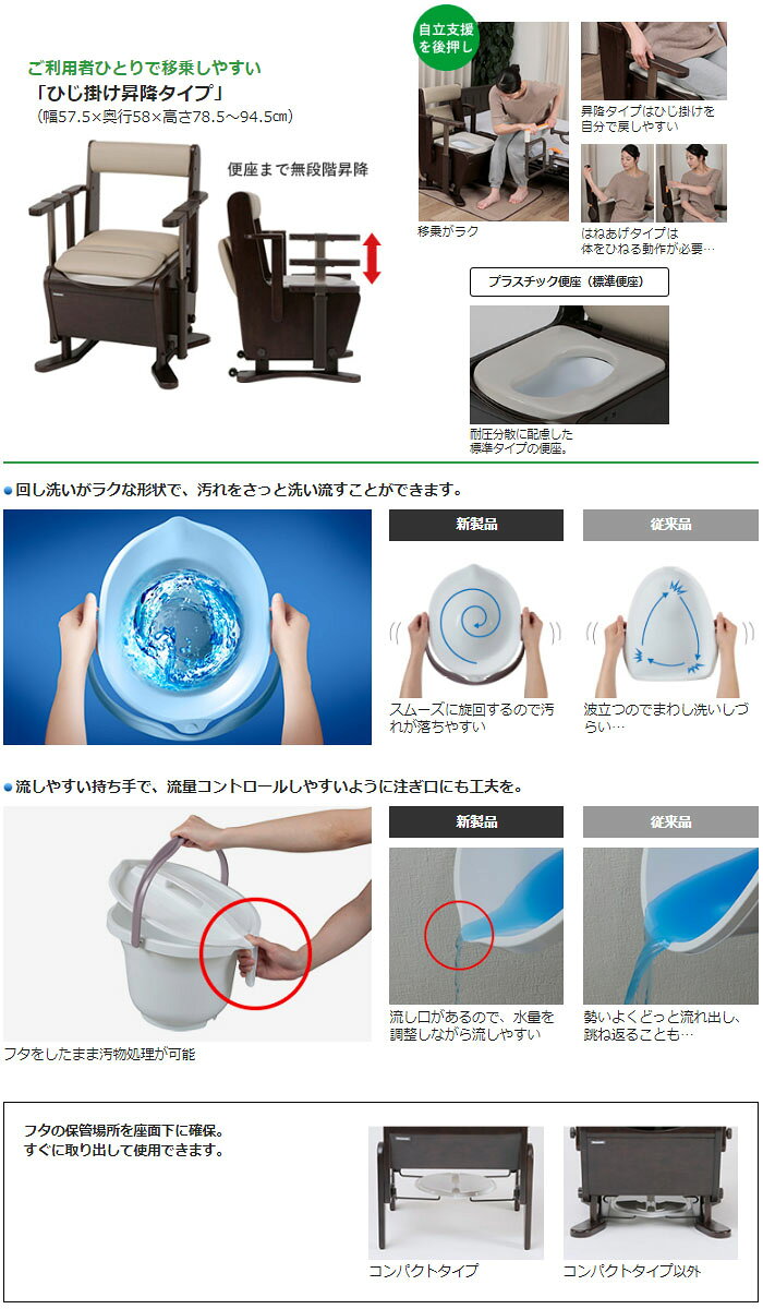 家具調トイレ 座楽 ひじ掛け昇降 脱臭 プラスチック便座 PN-L23716 パナソニックエイジフリー oasisu-10207975 オアシスプラス サンプル画像3