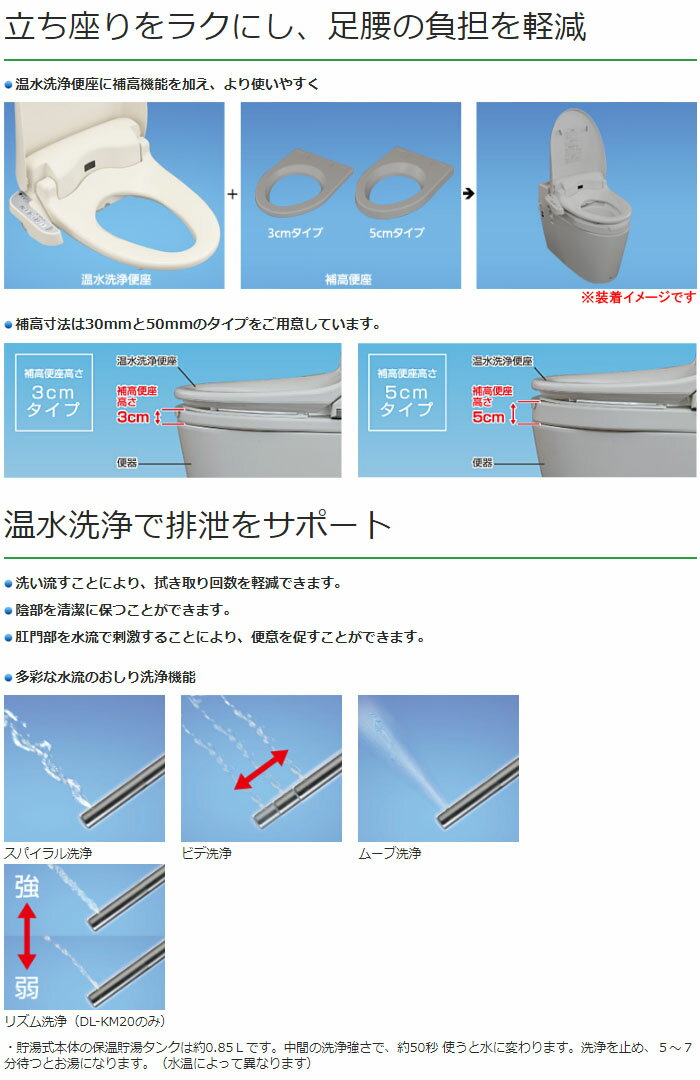 温水洗浄便座付補高便座 補高3cmタイプ(リモコン付き) PN-L52011 パナソニックエイジフリー