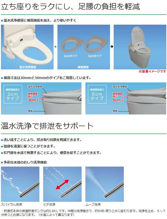 温水洗浄便座付補高便座 補高3cmタイプ(リモコンなし) PN-L52001 パナソニックエイジフリー