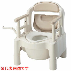 安寿 ポータブルトイレ FX-CP ちびくまくん 標準便座 キャスター付(ベージュ) 870-004 アロン化成
