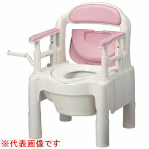 安寿 ポータブルトイレ FX-CP ちびくまくん 暖房便座 キャスター付(さくら) 870-122 アロン化成