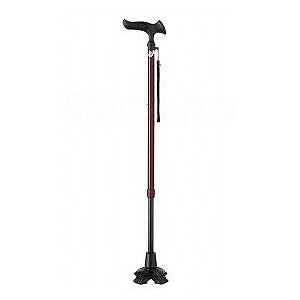 ステッキ かるがもE 4点DX 伸縮S・M兼用 レッド WB3776 フジホーム