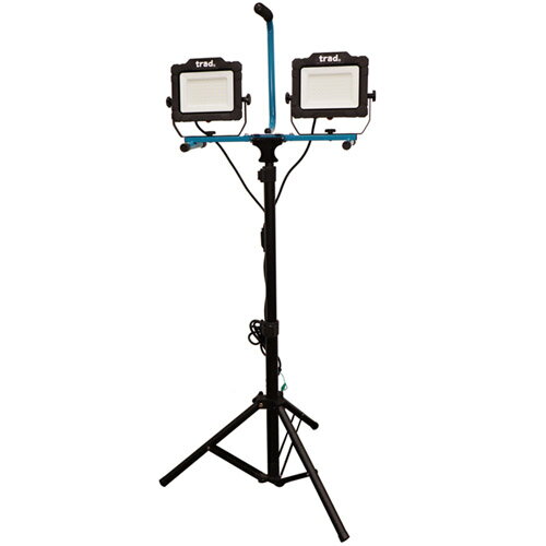 LED投光器 2灯式 三脚タイプ 100V 10000lm TUL-502W trad 防塵防水IP65 防雨型アース付きプラグ