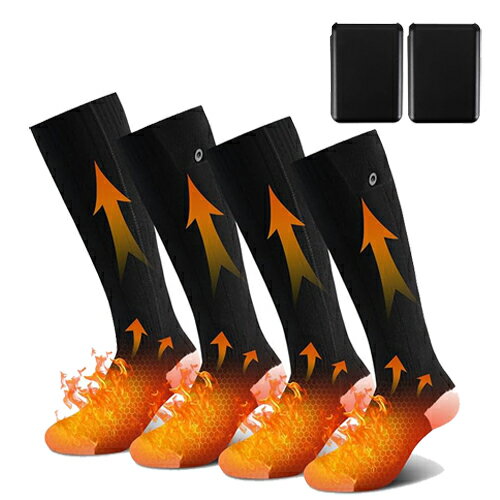 電熱ソックス ブラック 22cm〜28cm用 2足セット XX-WZ01-2black G.B.Z株式会社 バッテリー付き