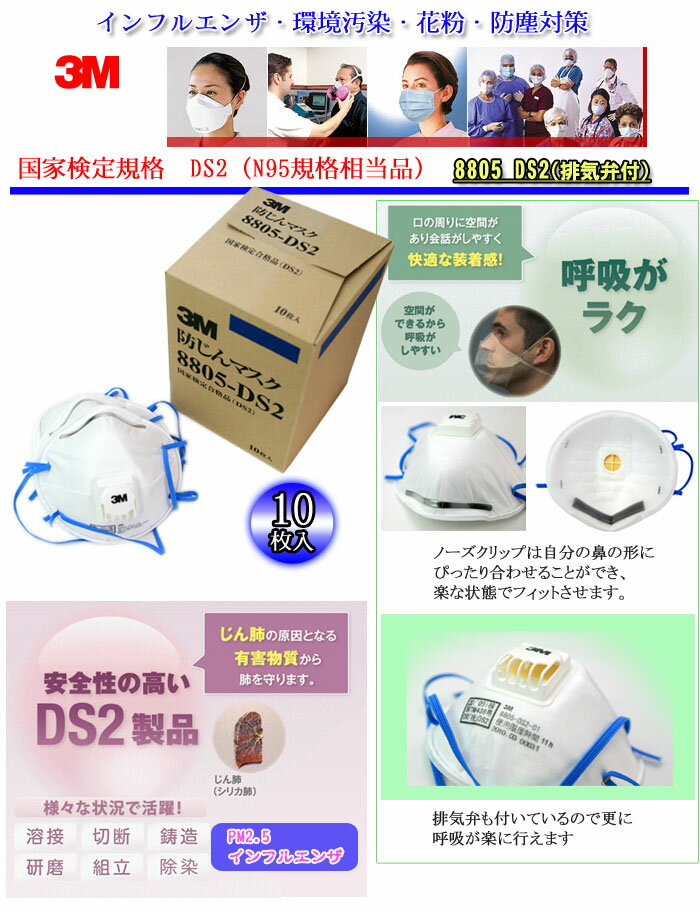 DS2����(N95����) �Ȥ��Τ���ǽ�ɤ���ޥ��� �ӵ�����(10����) 8805DS2 3M�ʥ��꡼�����