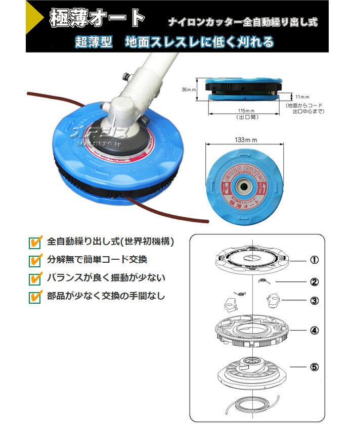 エルバカッター 超薄型 全自動繰出式 ナイロンカッター 極薄オート #0956 三陽金属...