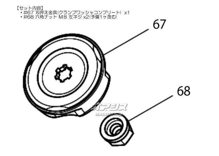 一体型安定板(刃押え金具)+左ネジナットセットA 刈払機 MEM202/MEM202L用 マキタ(m...