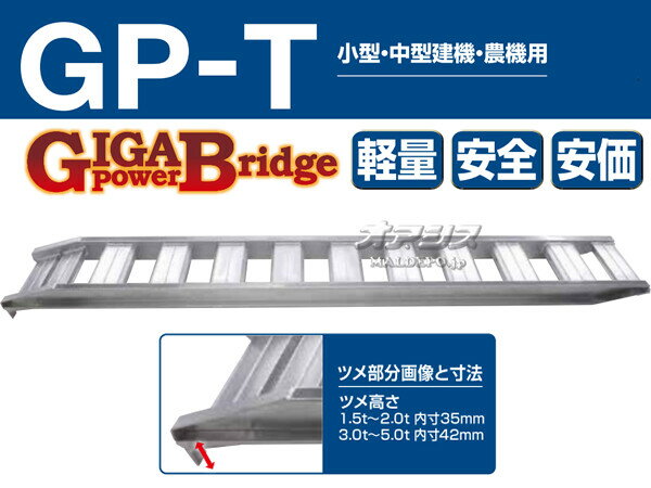 農機・建機用 アルミブリッジ GP-210-35-3.0T(1セット2本) 昭和ブリッジ ツメタイ...