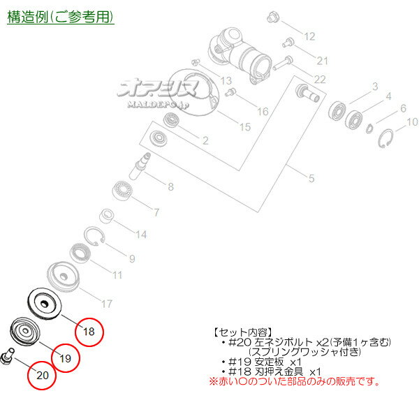 安定板+刃押え金具+左ネジボルトセットD 新ダイワ(shindaiwa) 刈払機 RM3025-2RD/R...