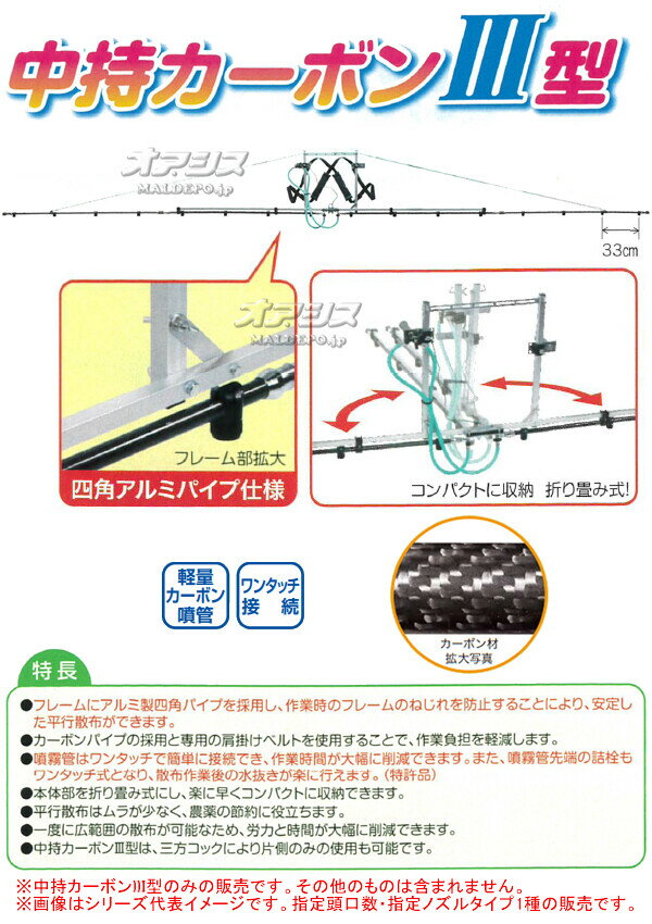 中持カーボンIII型 16頭口(キリナシ除草) ヤマホ工業(YAMAHO) G1/4 除草用【受注生...