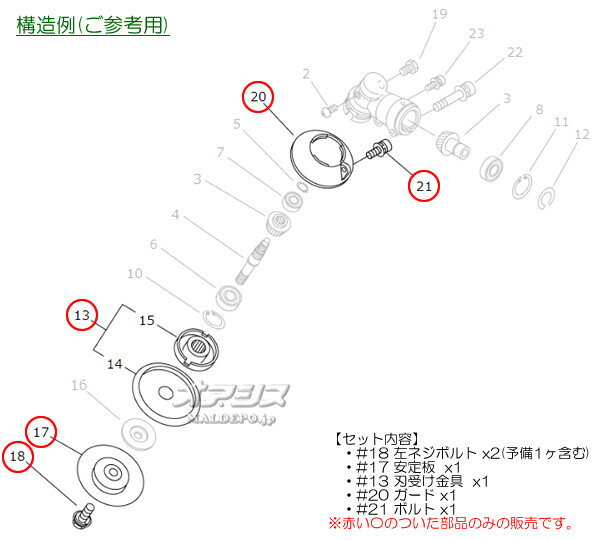 ギアヘッド廻りセットC 共立(kioritz) 肩掛式刈払機 MTK261U用 やまびこ【メール便...