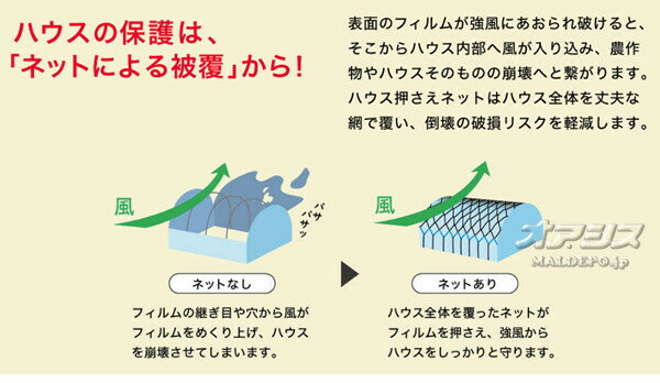ハウス押さえネットNEO 角目 30cm 幅7.2m 全長21m 東京戸張【受注生産品】