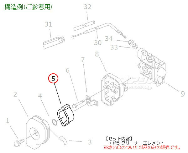 エアフィルタエレメントB 共立(kioritz) 肩掛式刈払機 SRM200G/SRM200G-A/SRM200L/...