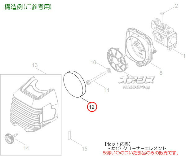 エアフィルタエレメントC 新ダイワ(shindaiwa) 肩掛式刈払機 RA3126-GT/RA3126-PT/...