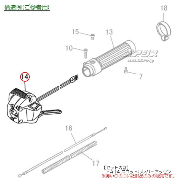 スロットルレバーアッセンK 背負式刈払機 TKZ230EZ/TKZ231EZ用 Zenoah(ゼノア) セ...