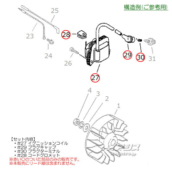 イグニッションコイルセットE 共立(kioritz) 背負式刈払機 RME260B/RME260B-15/RME...
