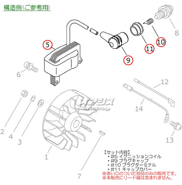 イグニッションコイルセットG 共立(kioritz) 肩掛式刈払機 SRE2600GA/SRE2600LA/SR...